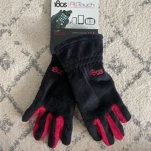 180s Women's Lush Plush Fleece ALLTouch Tech Gloves (Black/Cerise Red, Medium)